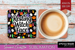 Halloween Quote Square Coaster - Sarcastic Coaster PNG Product Image 1