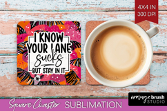 Sarcastic Halloween Quote Square Coaster - Brush Stroke PNG Product Image 1