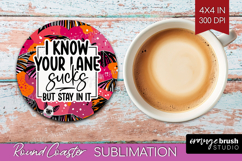 Sarcastic Halloween Quote Round Coaster - Brush Stroke PNG Product Image 1