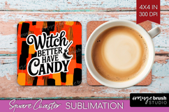 Halloween Quote Square Coaster - Sarcastic Coaster PNG Product Image 1