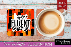 Sarcastic Halloween Quote Square Coaster - Brush Stroke PNG Product Image 1