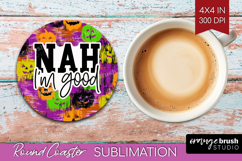 Sarcastic Halloween Quote Round Coaster - Brush Stroke PNG Product Image 1