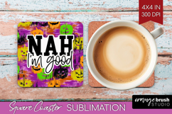 Sarcastic Halloween Quote Square Coaster - Brush Stroke PNG Product Image 1