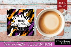 Sarcastic Halloween Quote Square Coaster - Brush Stroke PNG Product Image 1