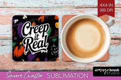 Halloween Quote Square Coaster - Sarcastic Coaster PNG Product Image 1