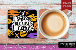 Sarcastic Halloween Quote Square Coaster - Brush Stroke PNG Product Image 1