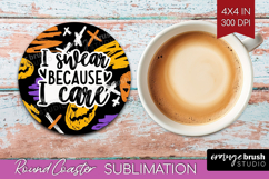 Sarcastic Halloween Quote Round Coaster - Brush Stroke PNG Product Image 1