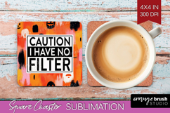 Sarcastic Halloween Quote Square Coaster - Brush Stroke PNG Product Image 1