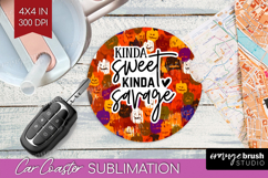 Sarcastic Halloween Quote Car Coaster - Brush Stroke Coaster Product Image 1