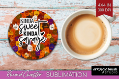 Sarcastic Halloween Quote Round Coaster - Brush Stroke PNG Product Image 1