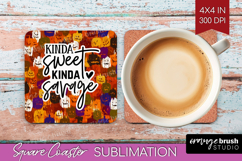 Sarcastic Halloween Quote Square Coaster - Brush Stroke PNG Product Image 1