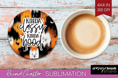 Sarcastic Halloween Quote Round Coaster - Brush Stroke PNG Product Image 1