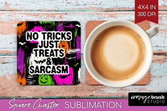 Halloween Quote Square Coaster - Sarcastic Coaster PNG Product Image 1