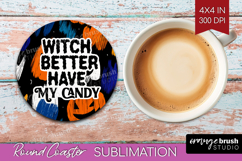 Halloween Quote Round Coaster - Sarcastic Coaster PNG Product Image 1