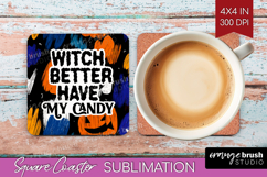 Halloween Quote Square Coaster - Sarcastic Coaster PNG Product Image 1
