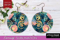 Brush Stroke Round Earrings - Abstract PNG Sublimation Product Image 1