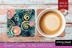 Brush Stroke Square Coaster - Abstract Coaster PNG Product Image 1