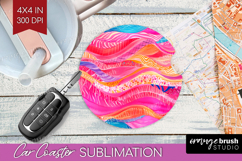 Brush Stroke Car Coaster - Abstract Coaster PNG Sublimation Product Image 1