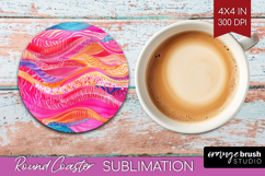 Brush Stroke Round Coaster - Abstract Coaster PNG Product Image 1