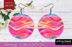 Brush Stroke Round Earrings - Abstract PNG Sublimation Product Image 1