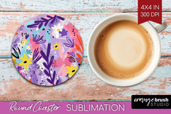 Brush Stroke Round Coaster - Abstract Coaster PNG Product Image 1