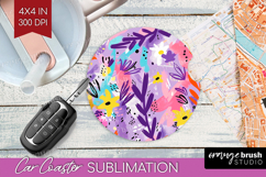Brush Stroke Car Coaster - Abstract Coaster PNG Sublimation Product Image 1