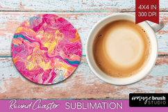 Brush Stroke Round Coaster - Abstract Coaster PNG Product Image 1