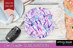 Brush Stroke Car Coaster - Abstract Coaster PNG Sublimation Product Image 1