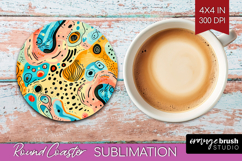 Brush Stroke Round Coaster - Abstract Coaster PNG Product Image 1