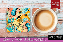 Brush Stroke Square Coaster - Abstract Coaster PNG Product Image 1
