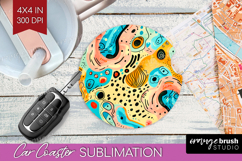Brush Stroke Car Coaster - Abstract Coaster PNG Sublimation Product Image 1