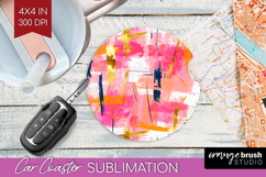 Brush Stroke Car Coaster - Abstract Coaster PNG Sublimation Product Image 1