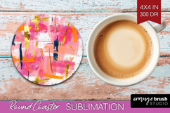 Brush Stroke Round Coaster - Abstract Coaster PNG Product Image 1