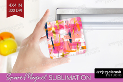Brush Stroke Magnet Sublimation - Abstract Square Magnet PNG Product Image 1