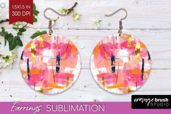 Brush Stroke Round Earrings - Abstract PNG Sublimation Product Image 1