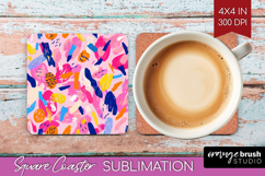 Brush Stroke Square Coaster - Abstract Coaster PNG Product Image 1