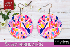 Brush Stroke Round Earrings - Abstract PNG Sublimation Product Image 1
