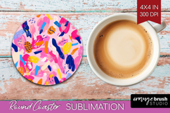 Brush Stroke Round Coaster - Abstract Coaster PNG Product Image 1