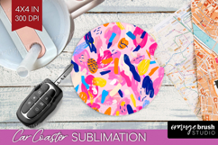 Brush Stroke Car Coaster - Abstract Coaster PNG Sublimation Product Image 1