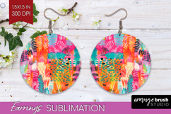 Brush Stroke Round Earrings - Abstract PNG Sublimation Product Image 1