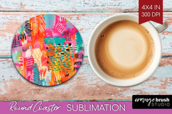 Brush Stroke Round Coaster - Abstract Coaster PNG Product Image 1