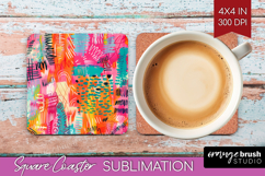 Brush Stroke Square Coaster - Abstract Coaster PNG Product Image 1