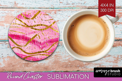 Brush Stroke Round Coaster - Abstract Coaster PNG Product Image 1