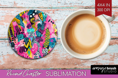 Brush Stroke Round Coaster - Abstract Coaster PNG Product Image 1