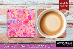 Brush Stroke Square Coaster - Abstract Coaster PNG Product Image 1