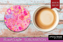 Brush Stroke Round Coaster - Abstract Coaster PNG Product Image 1