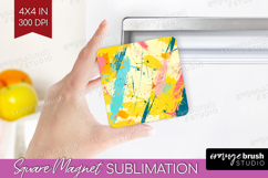 Brush Stroke Magnet Sublimation - Abstract Square Magnet PNG Product Image 1