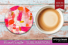 Brush Stroke Round Coaster - Abstract Coaster PNG Product Image 1