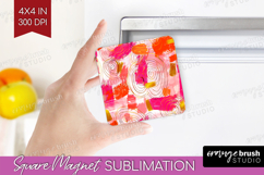 Brush Stroke Magnet Sublimation - Abstract Square Magnet PNG Product Image 1