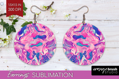 Brush Stroke Round Earrings - Abstract PNG Sublimation Product Image 1